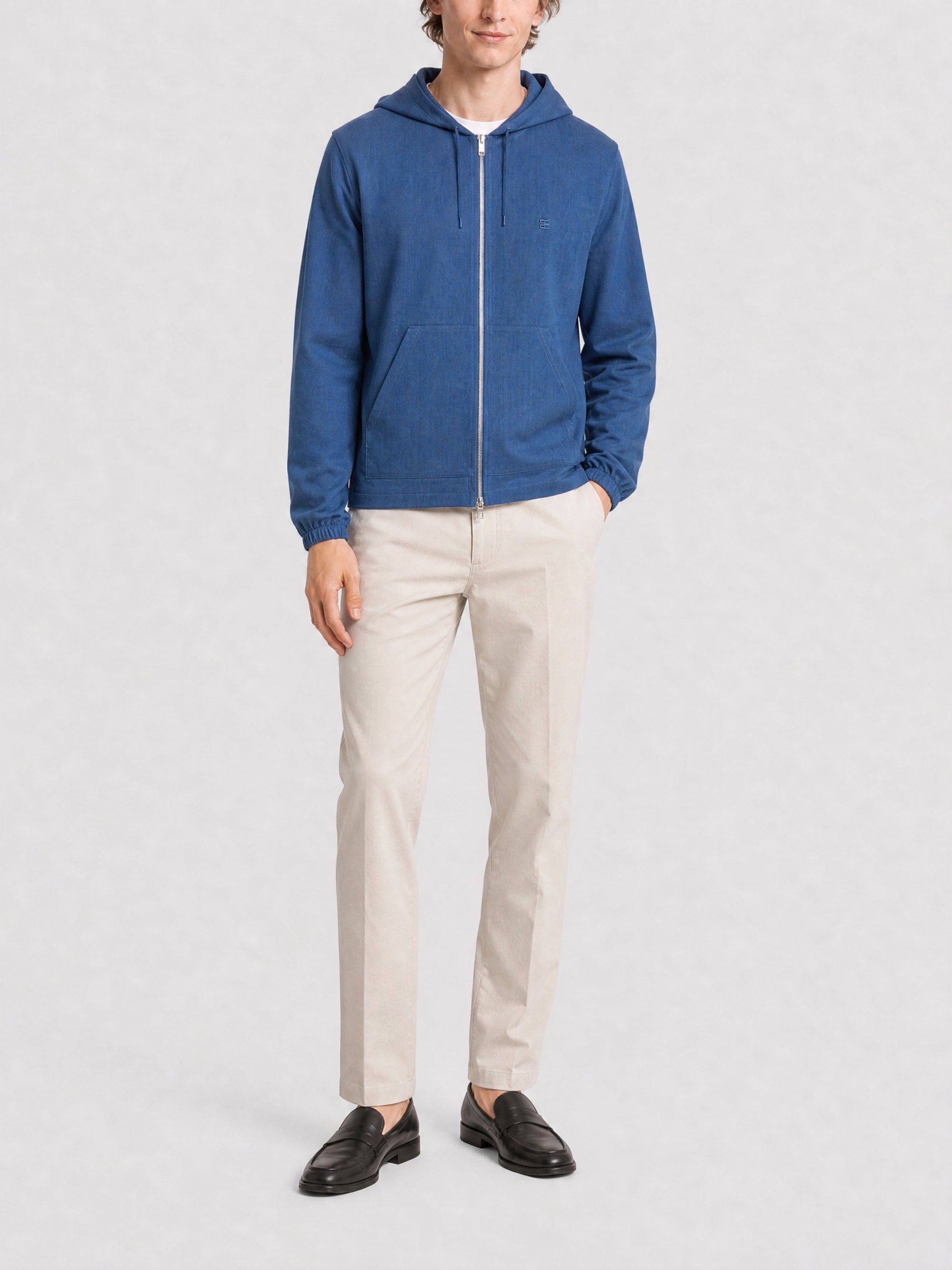 Sweat à capuche zippé en laine - Sky Blue