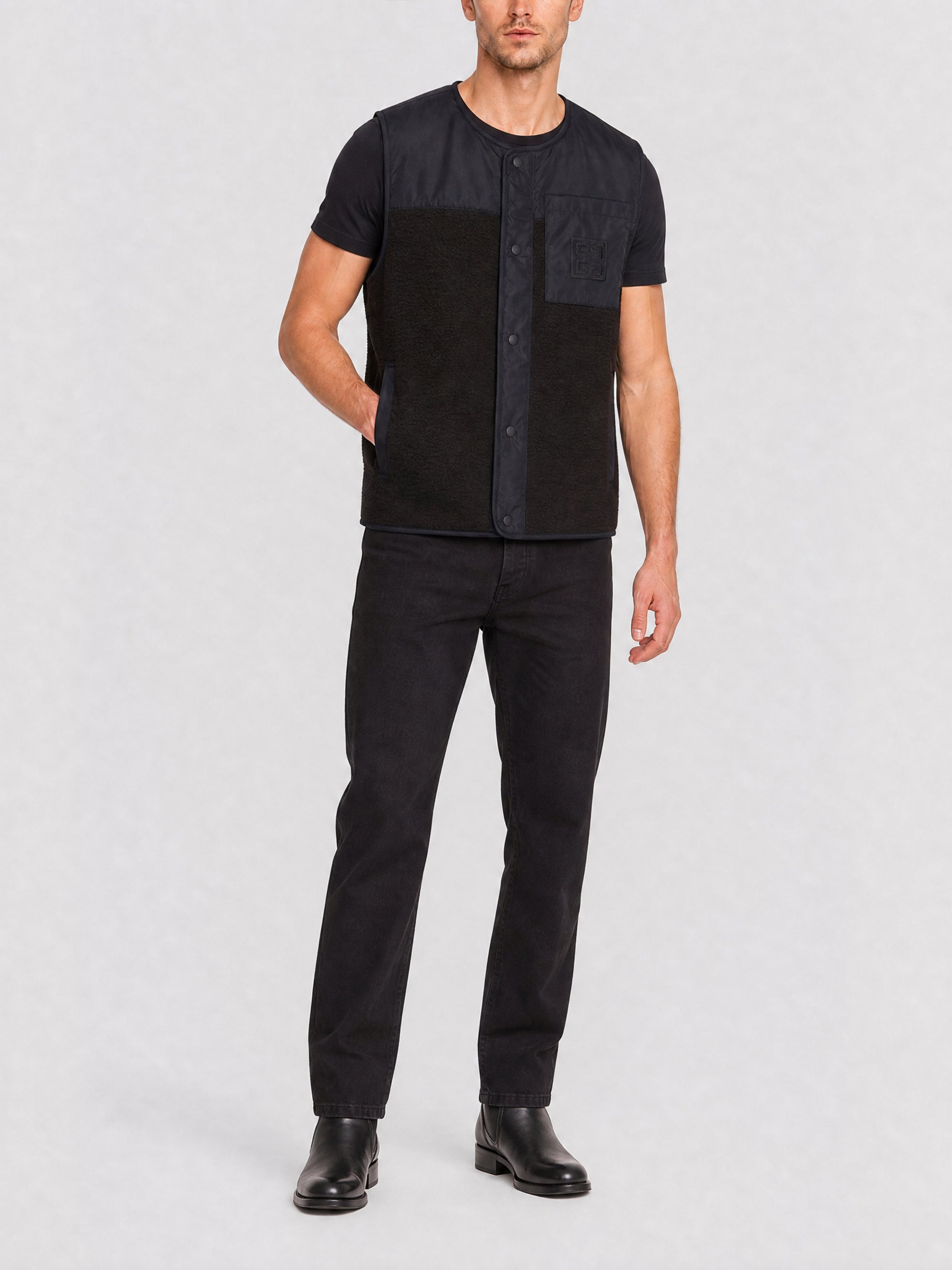 Gilet bi-matière poche 4G - Black