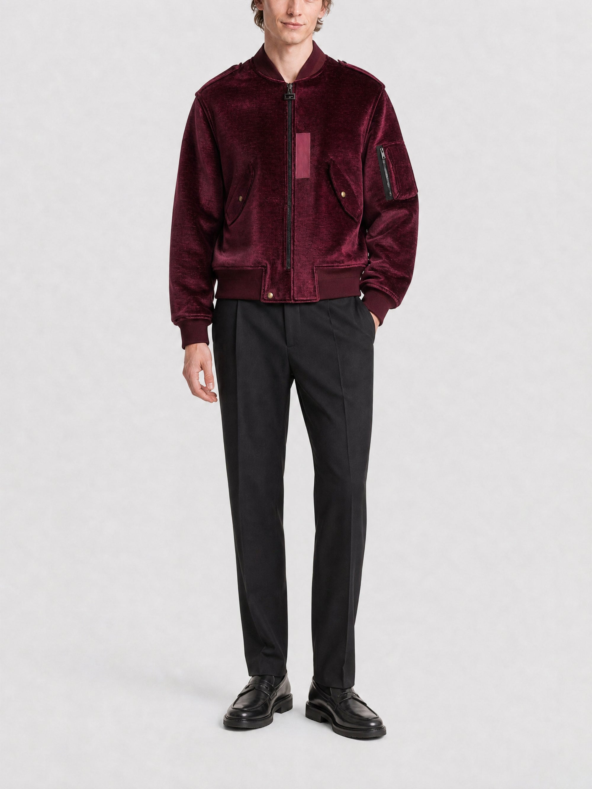 Bomber en velours - Old Pink