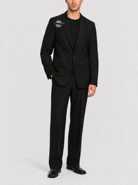 Veste Slim en laine et mohair avec harnais U-Lock - Black