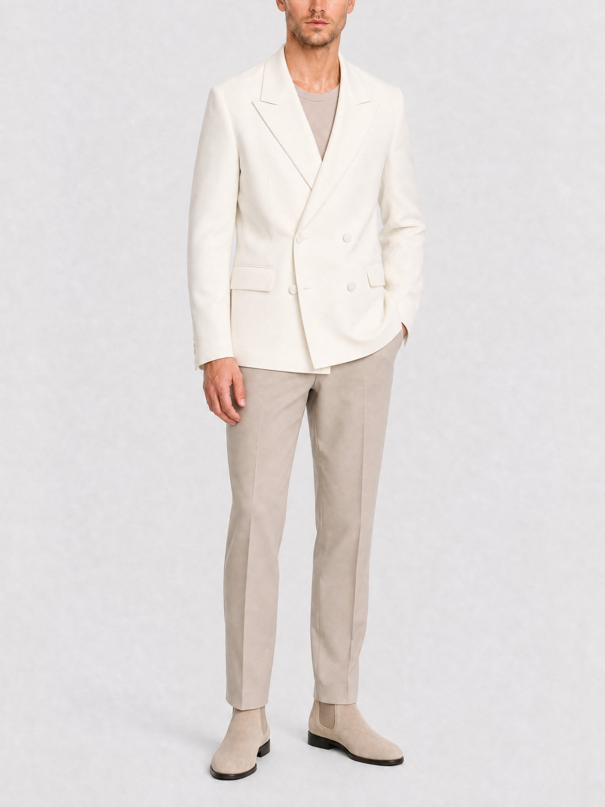 Veste Slim en laine et mohair - White
