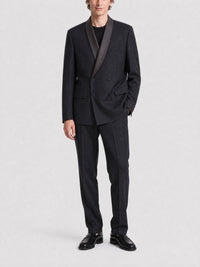 Veste croisée à col châle en laine - Dark Grey
