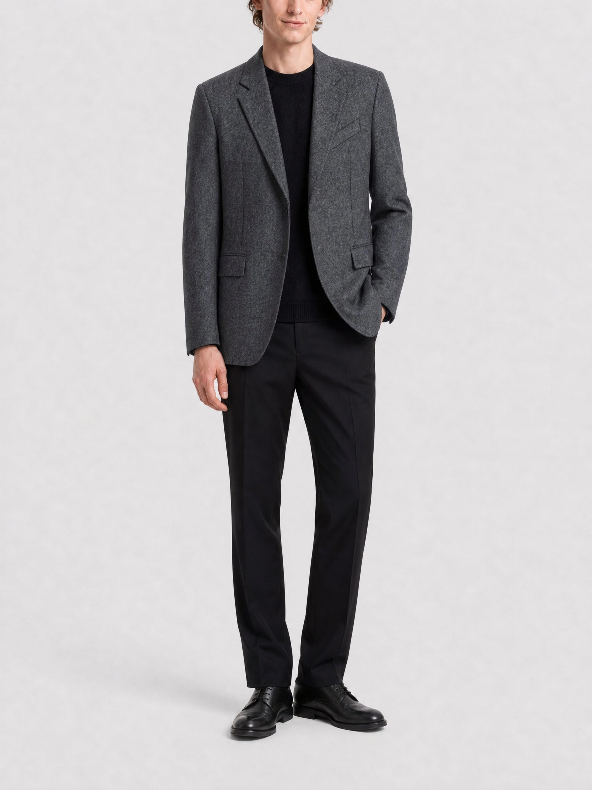 Veste cintrée à revers crantés en laine - Medium Grey