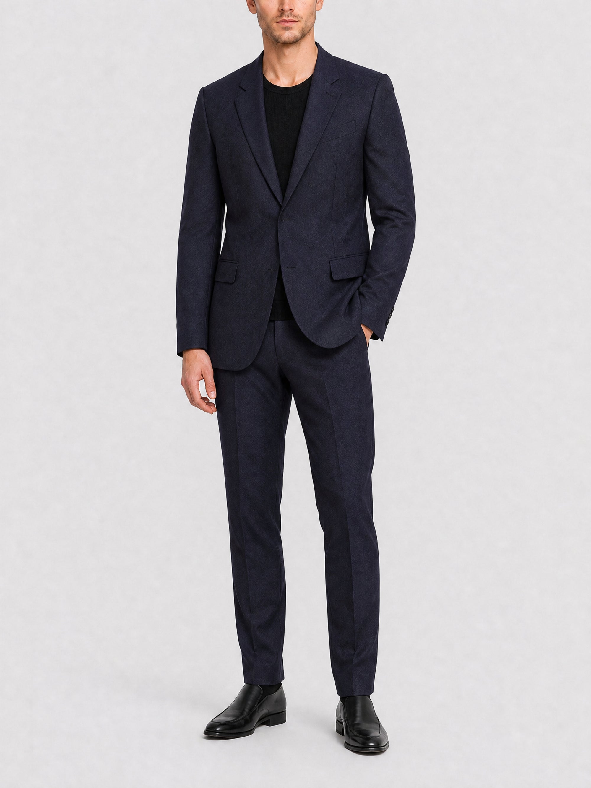 Veste cintrée à revers crantés en laine - Night Blue
