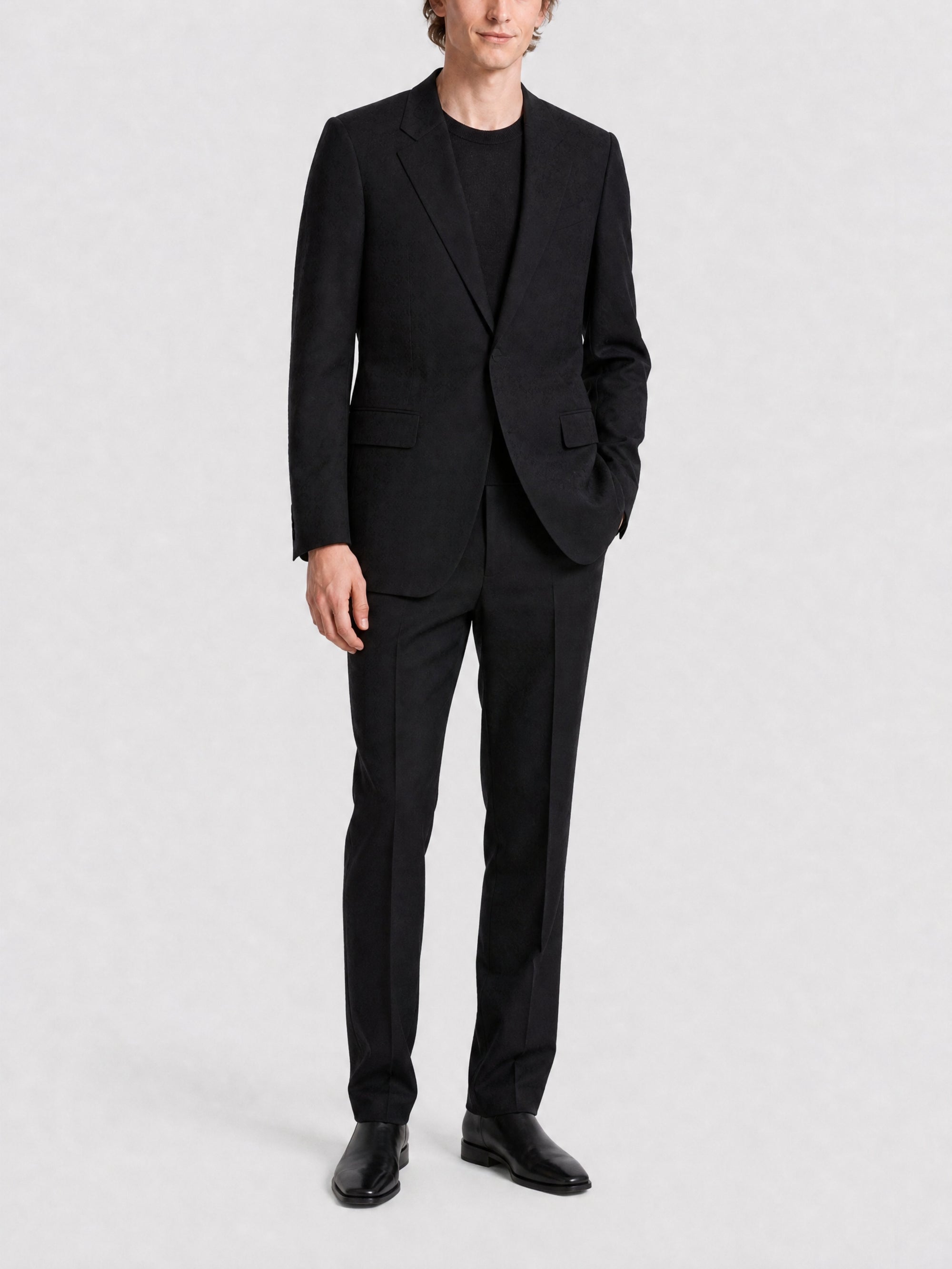 Veste cintrée à revers crantés en laine - Black