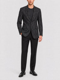 Veste cintrée à revers crantés en laine - Charcoal