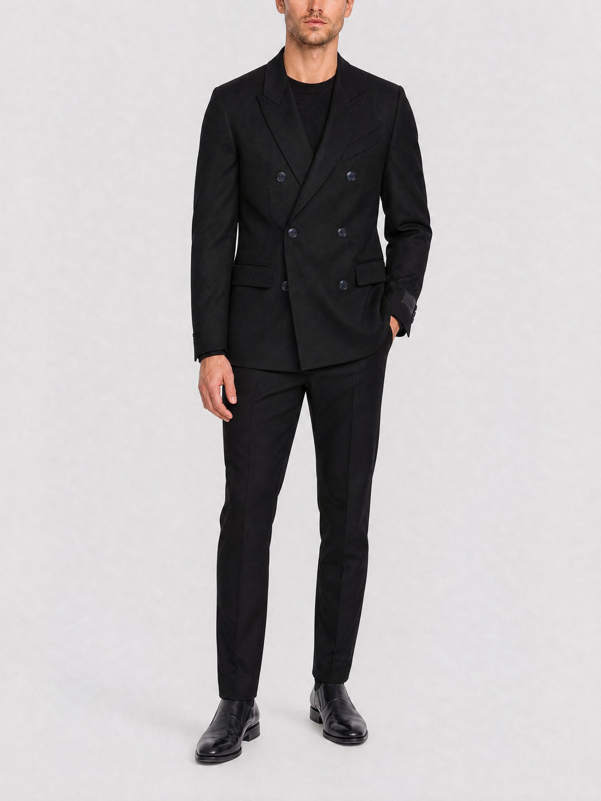 Veste cintrée non doublée en laine - Black