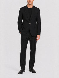 Veste droite détail métal en laine - Black