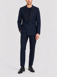 Veste de soirée croisée en laine - Navy