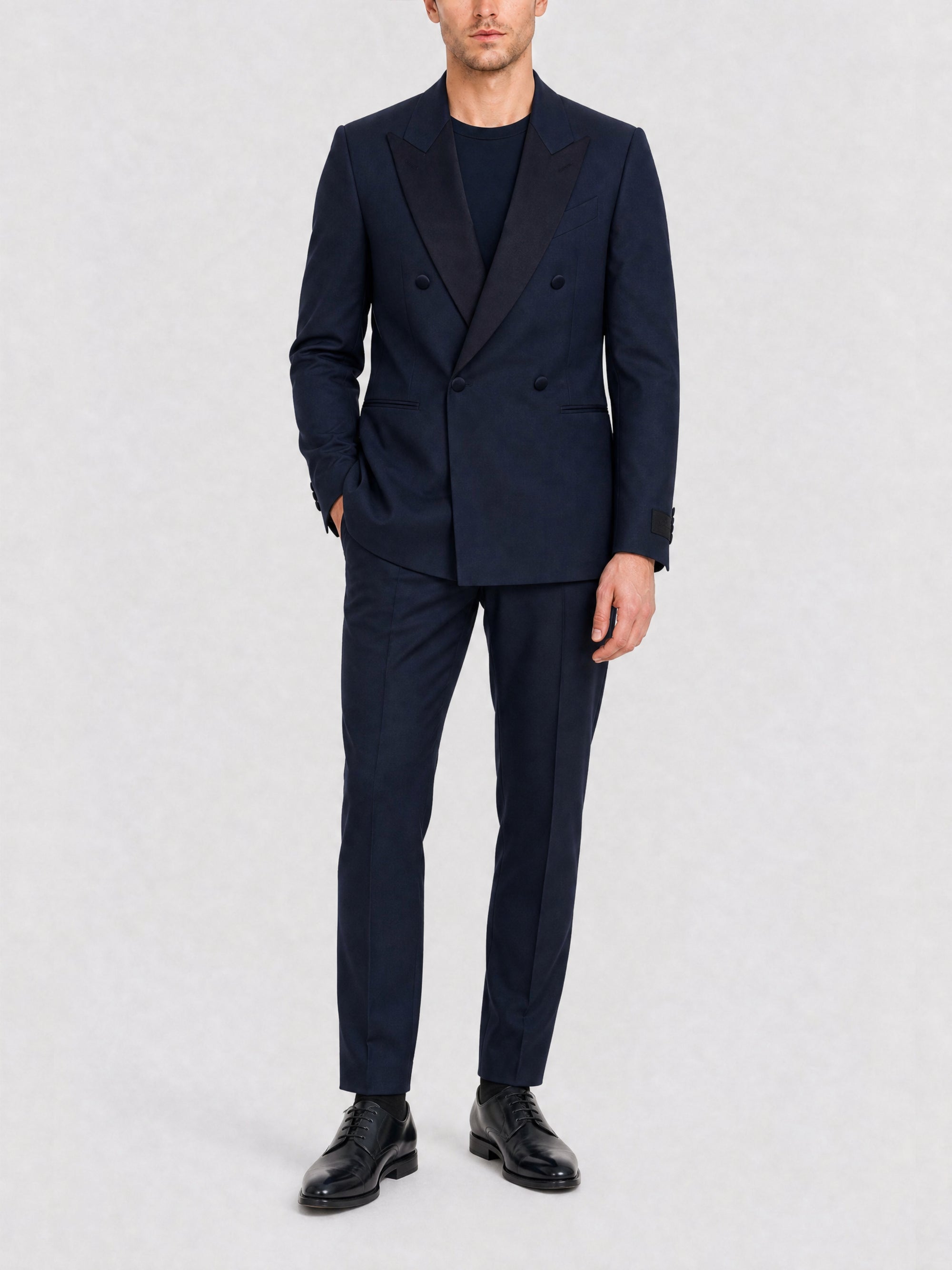 Veste de soirée croisée en laine - Navy