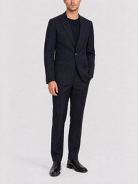 Veste droite détail métal en laine - Midnight Blue