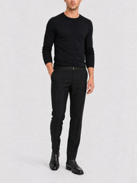 Pantalon en laine et mohair à ceinture satin - Black
