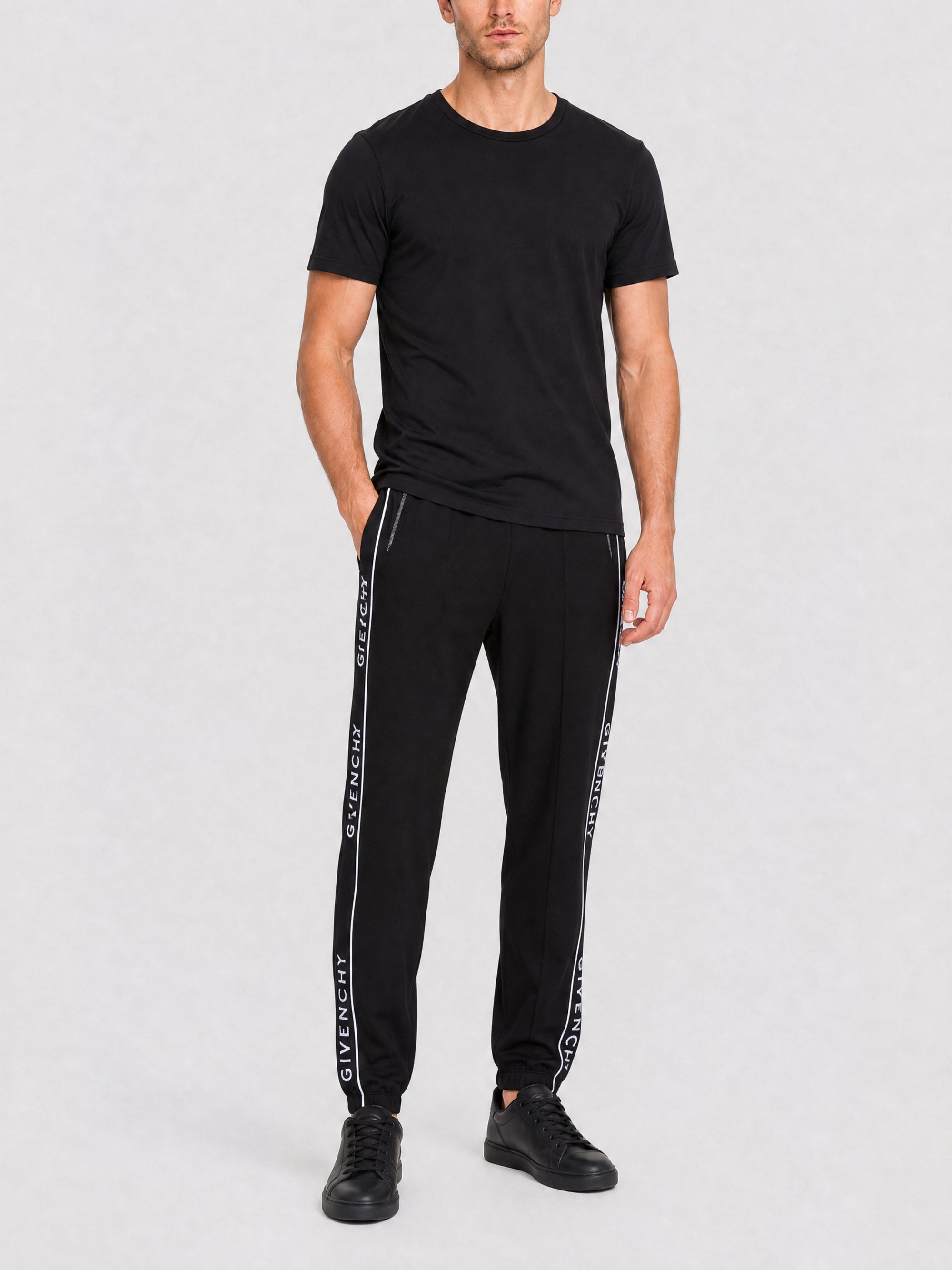 Pantalon jogging avec bandes - Black
