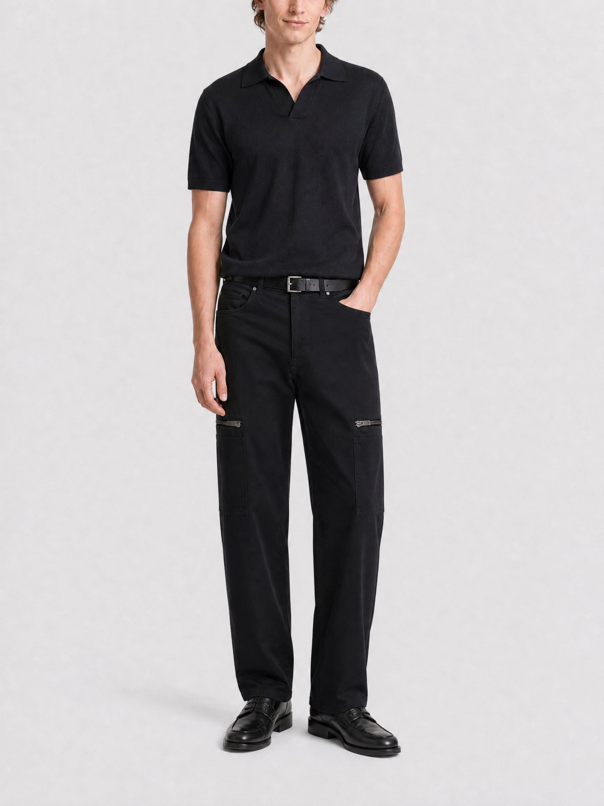 Pantalon cargo loose en denim - Black