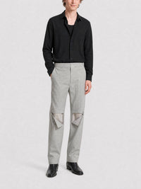 Pantalon droit en laine effet destroy - Pearl Grey