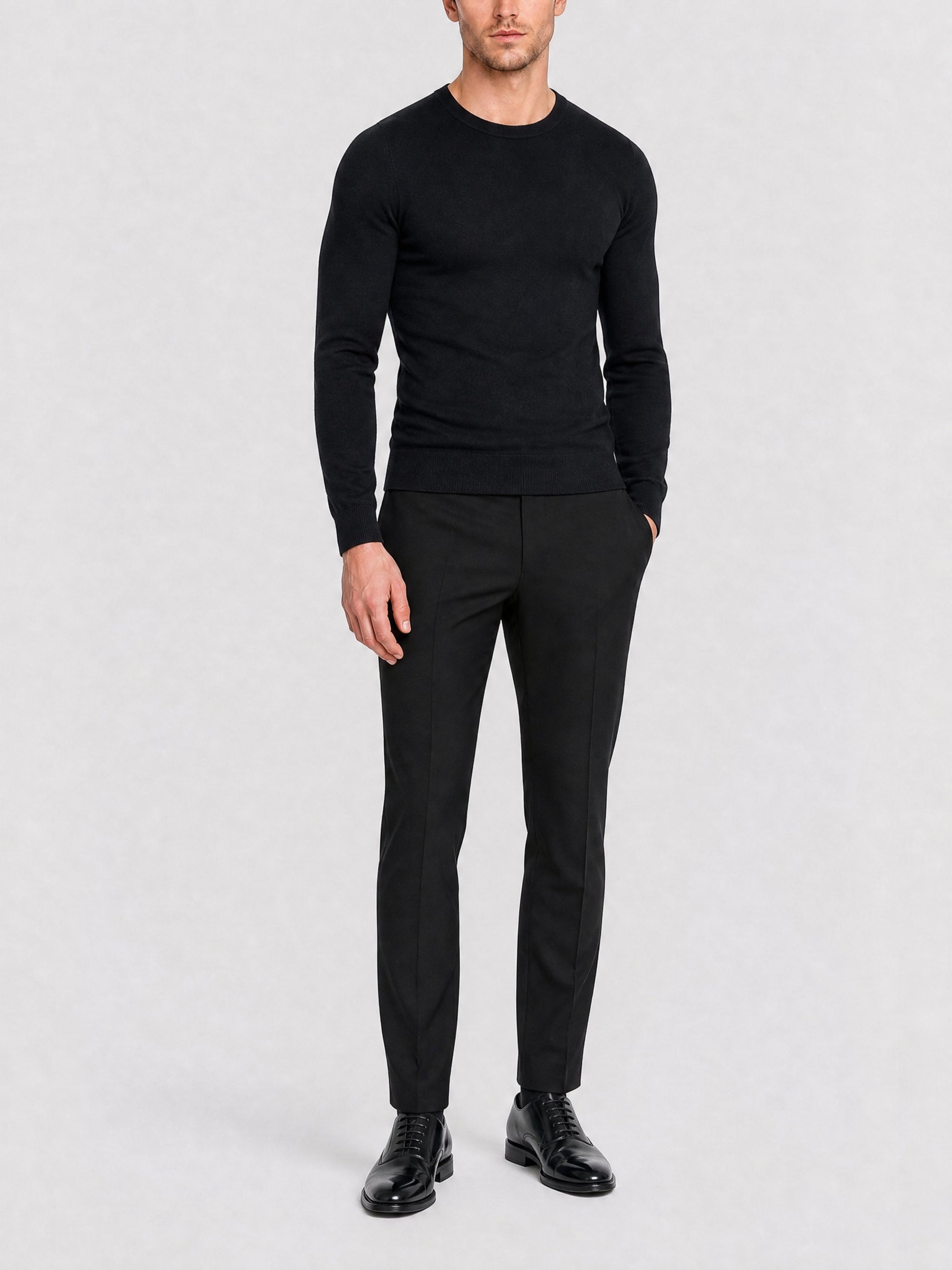 Pantalon de smoking Slim en laine - Black