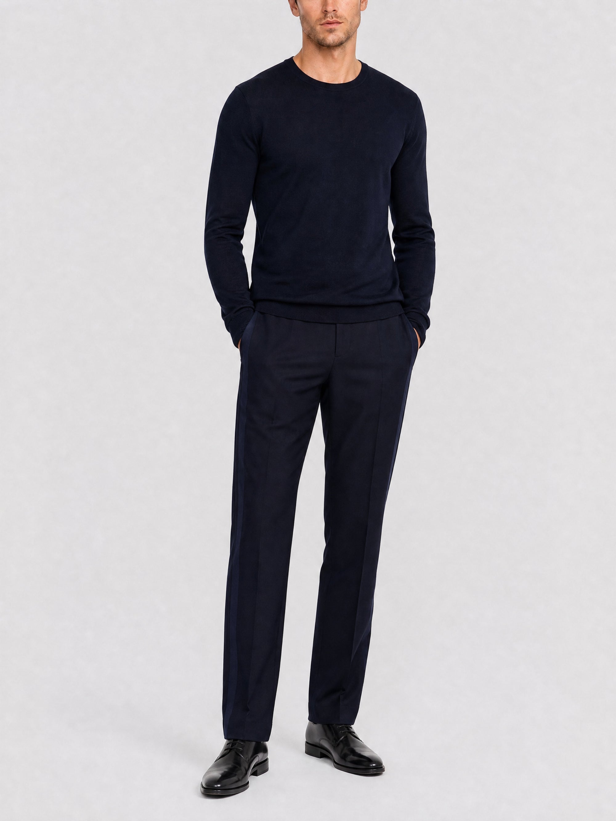 Pantalon de soirée à bande en laine - Night Blue