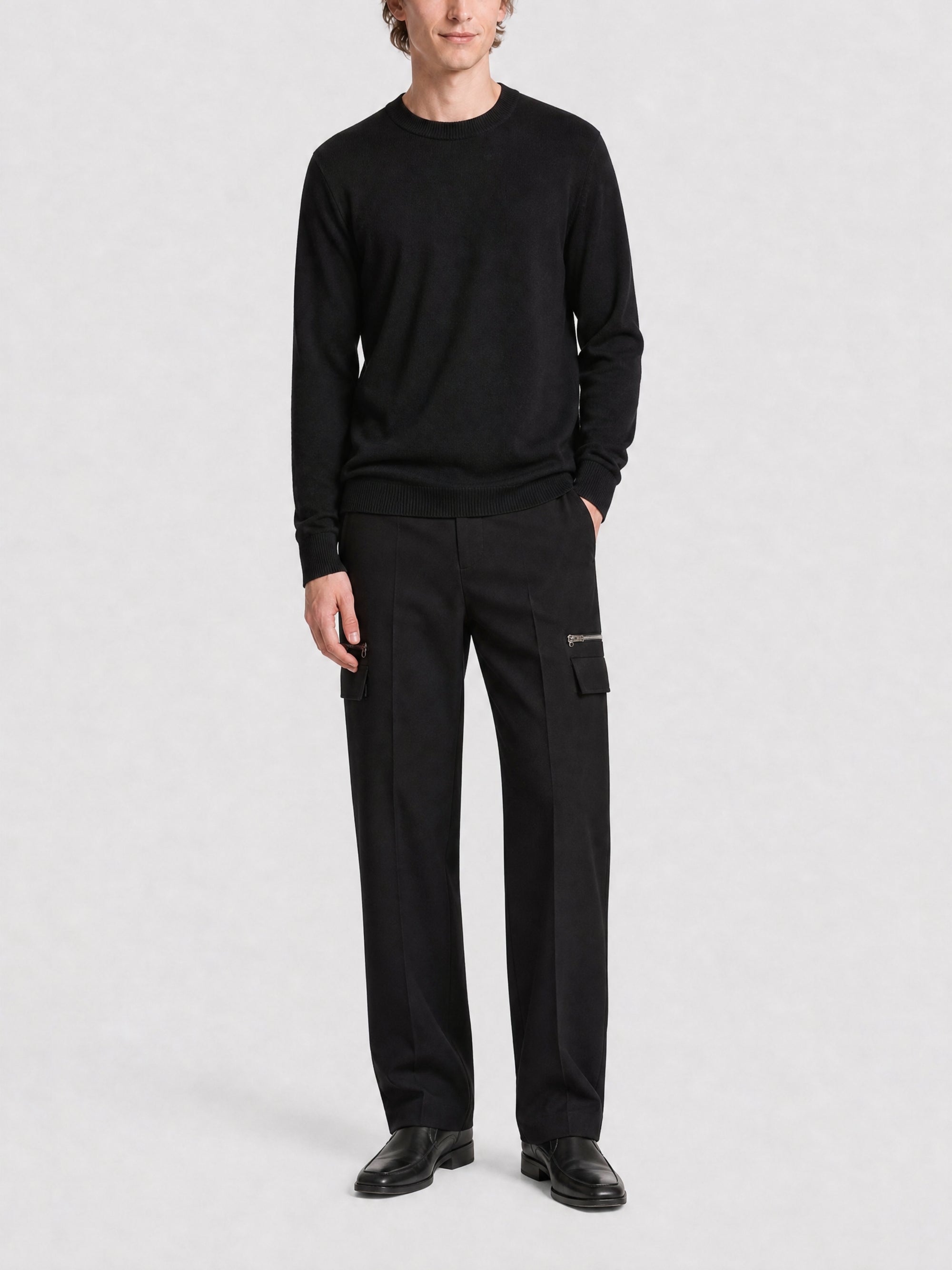 Pantalon habillé à poches en laine - Black