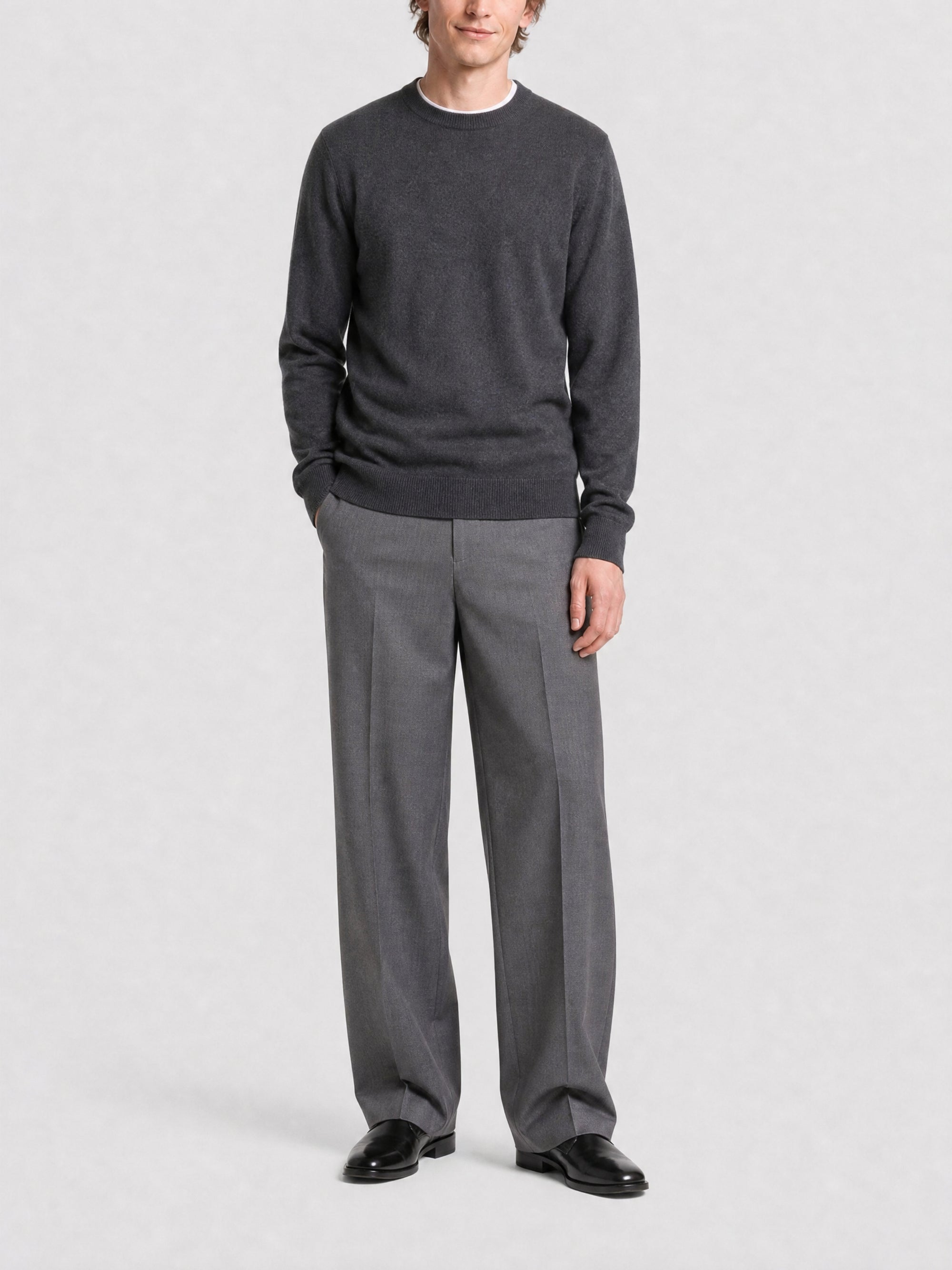 Pantalon extra large en laine - Medium Grey