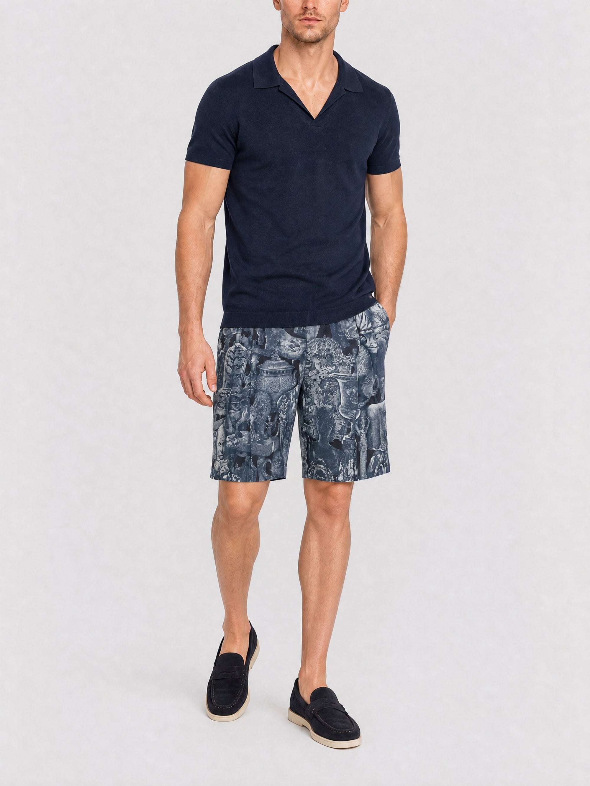 Bermuda en soie - Black & Navy