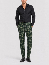 Pantalon de costume Slim en soie mélangée - Dark Green