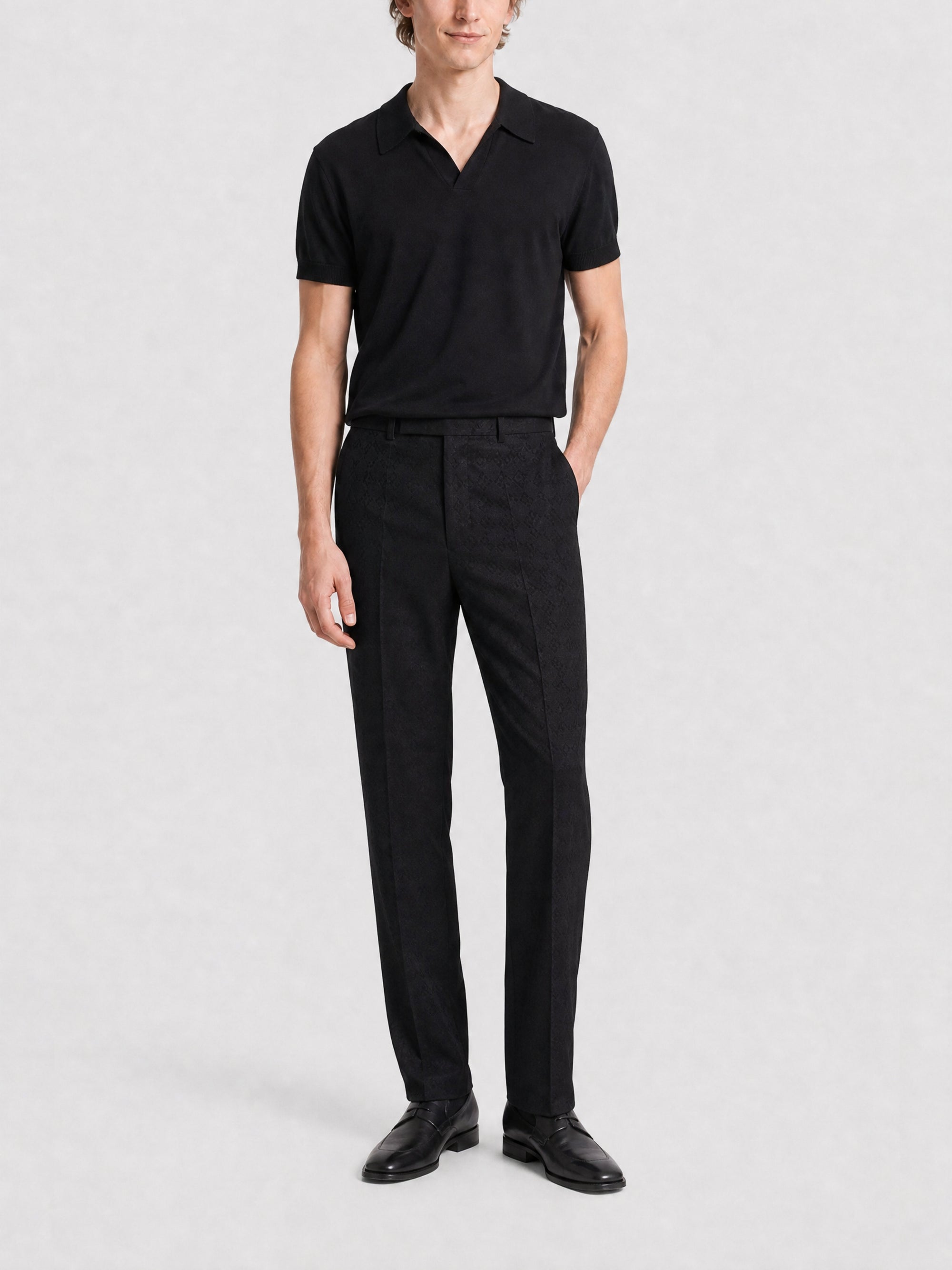 Pantalon habillé droit en laine - Black