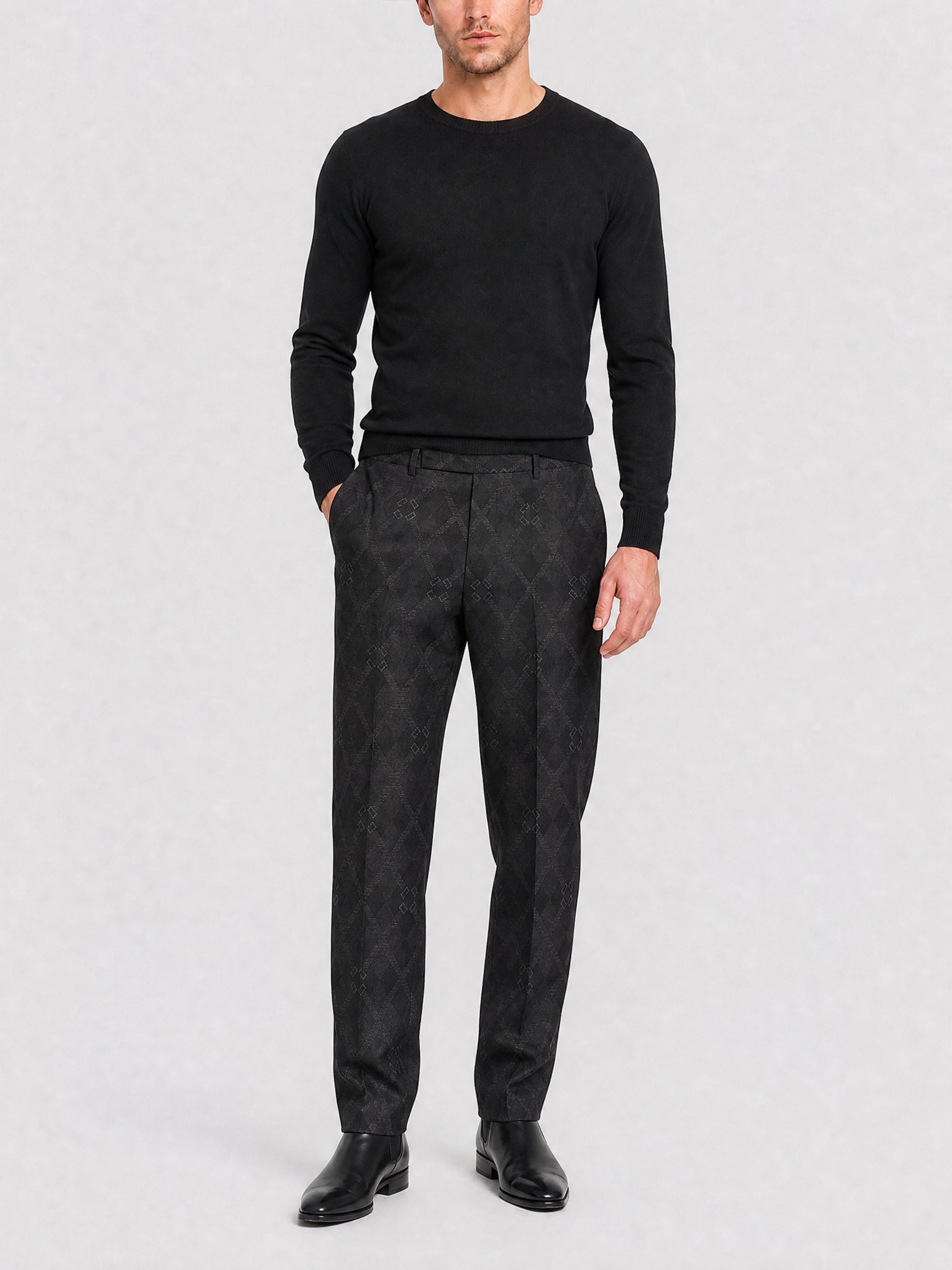 Pantalon habillé droit en laine - Charcoal