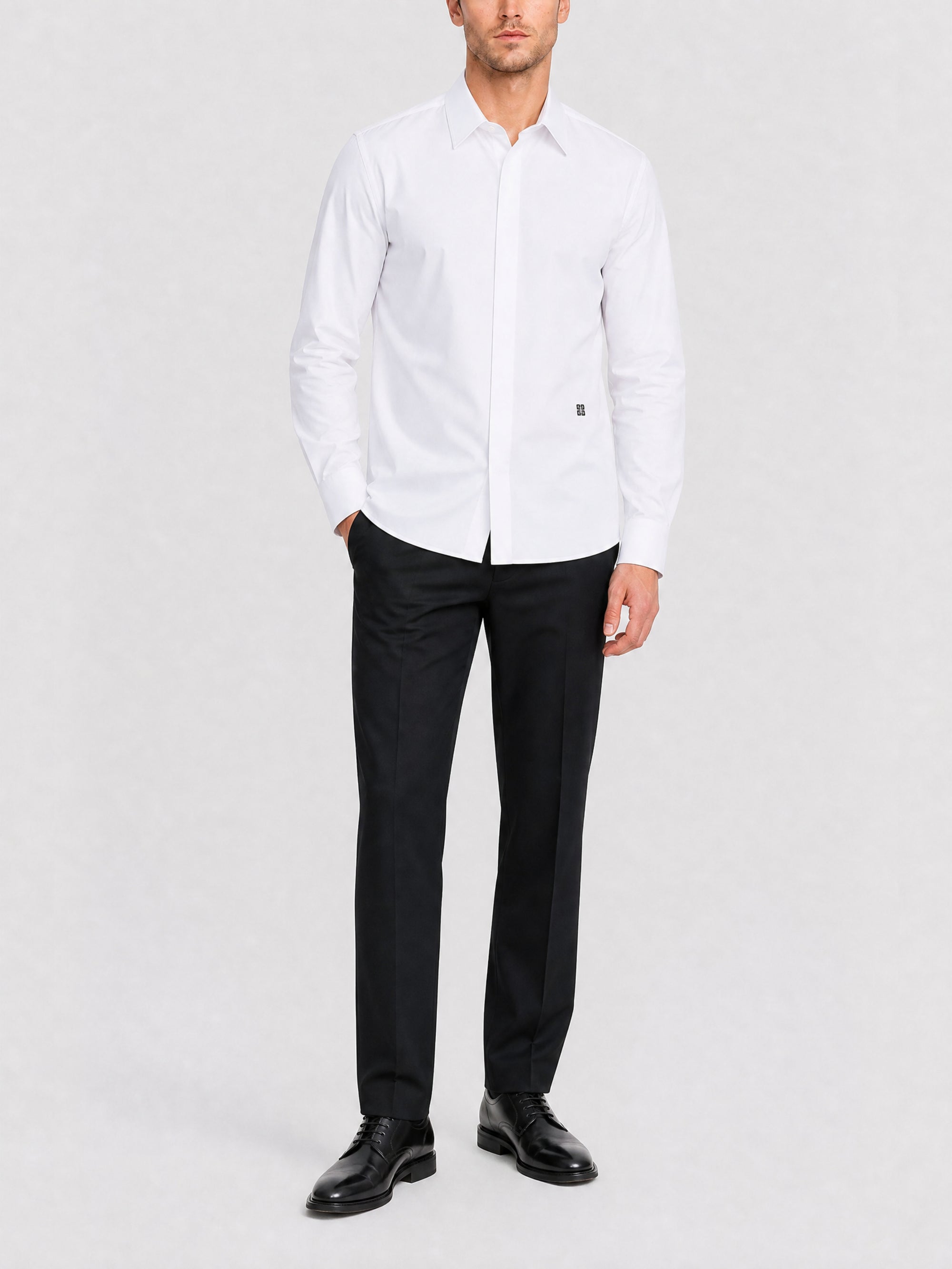 Chemise en popeline à détail 4G - White & Black