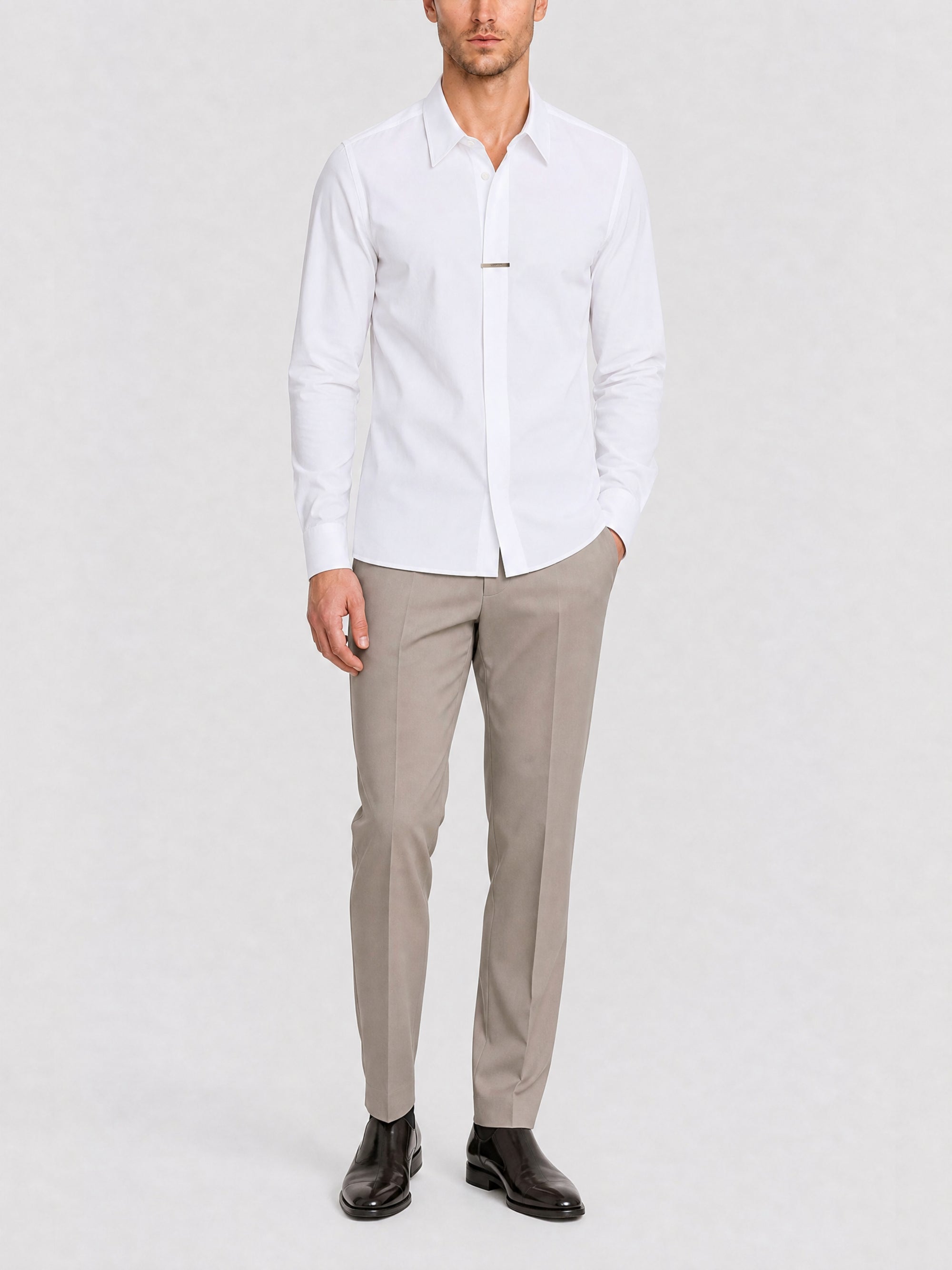 Chemise Metal bar coupe contemporaine - White