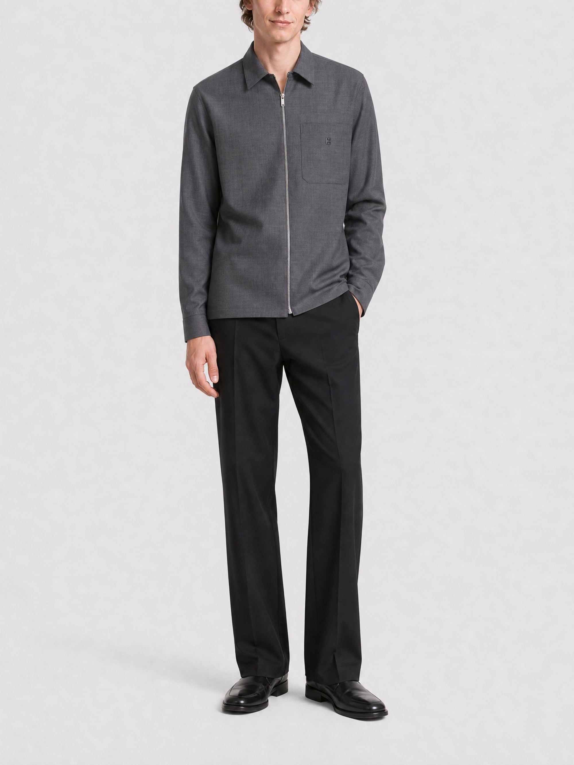 Chemise zippée en laine - Medium Grey