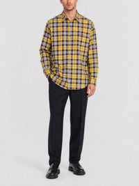 Chemise à carreaux asymétrique oversize - Dark Yellow