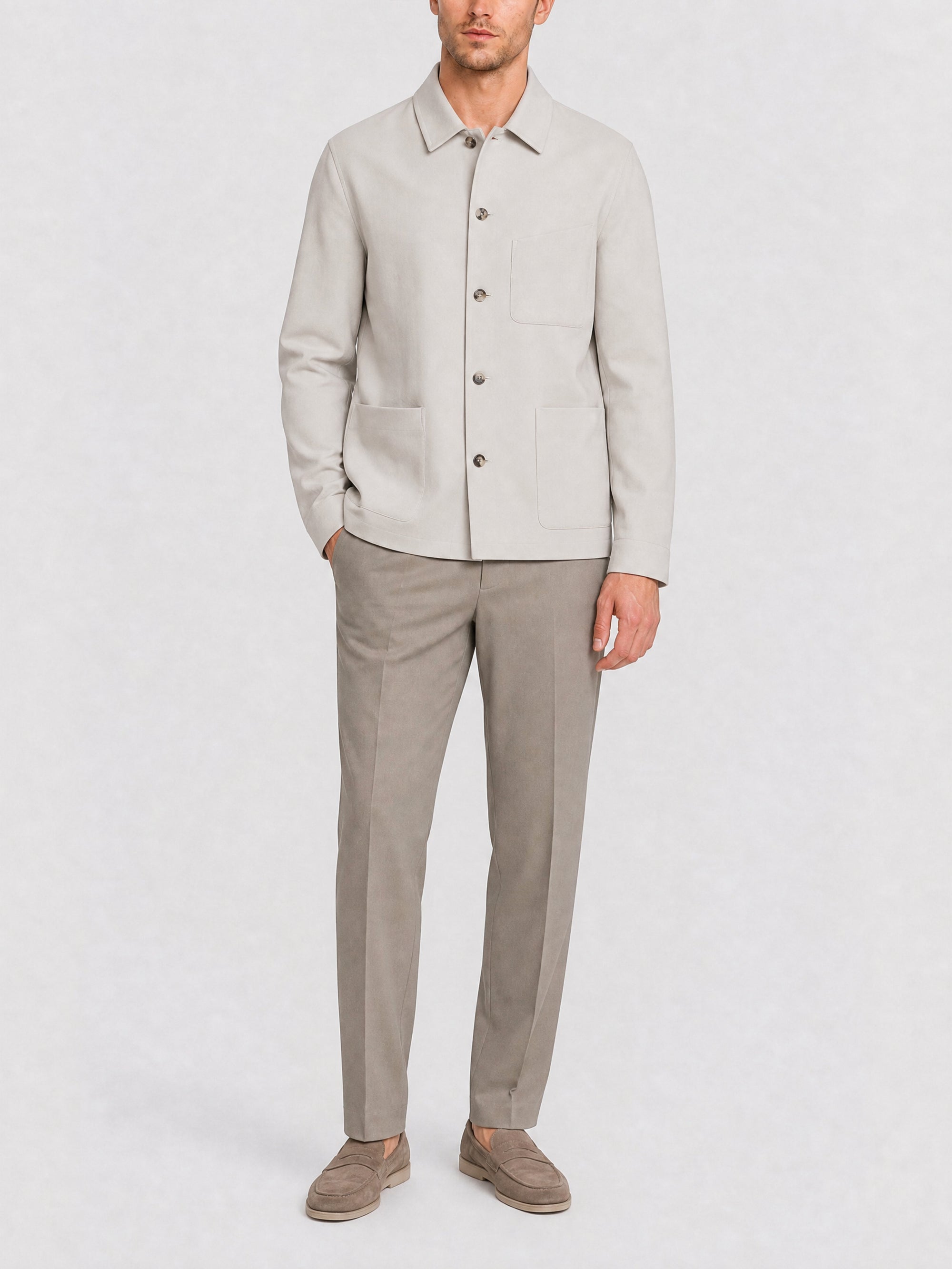 Surchemise en laine double face - Cloud Grey
