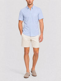 Chemise G jacquard manches courtes - Baby Blue