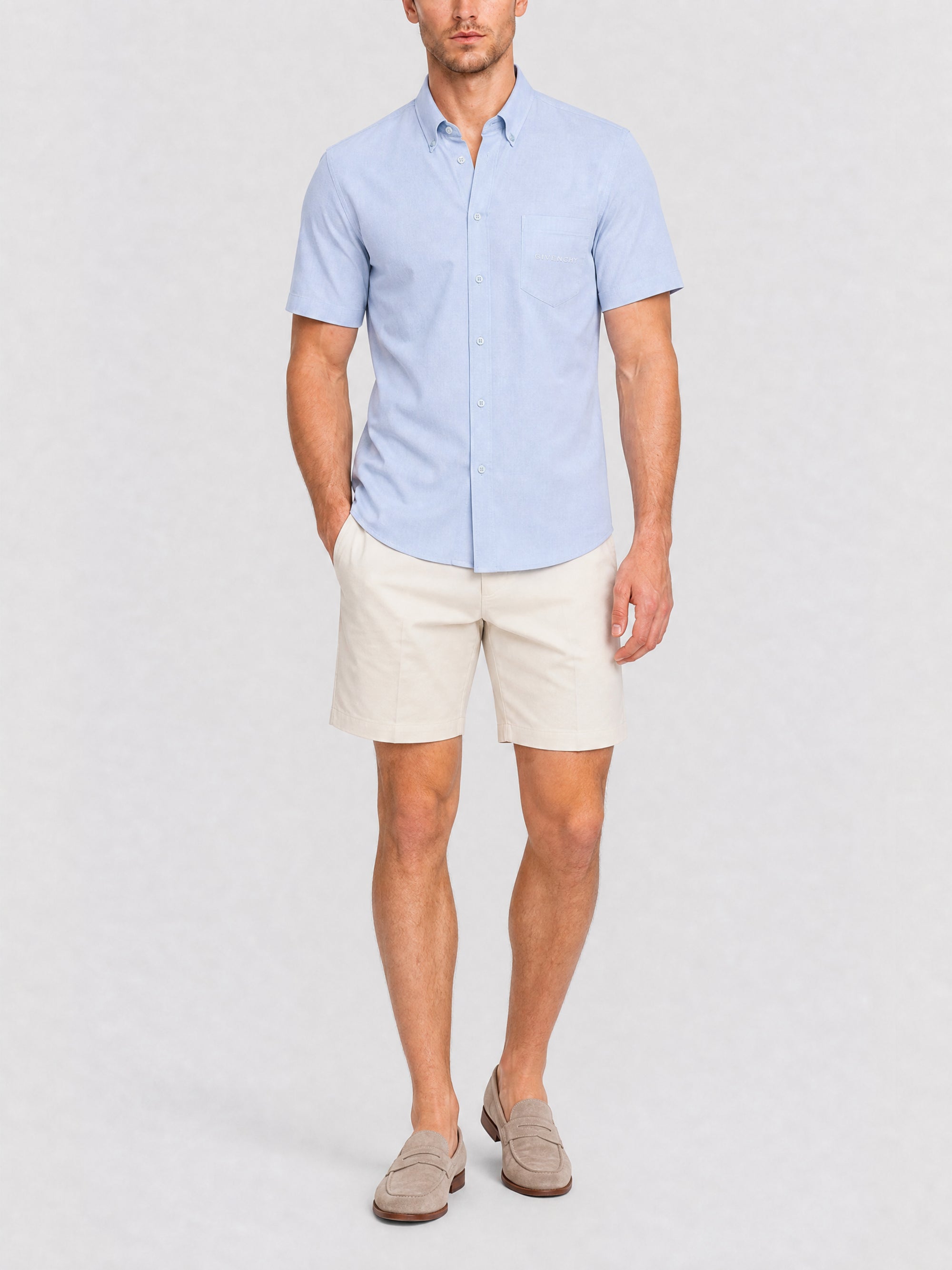 Chemise G jacquard manches courtes - Baby Blue