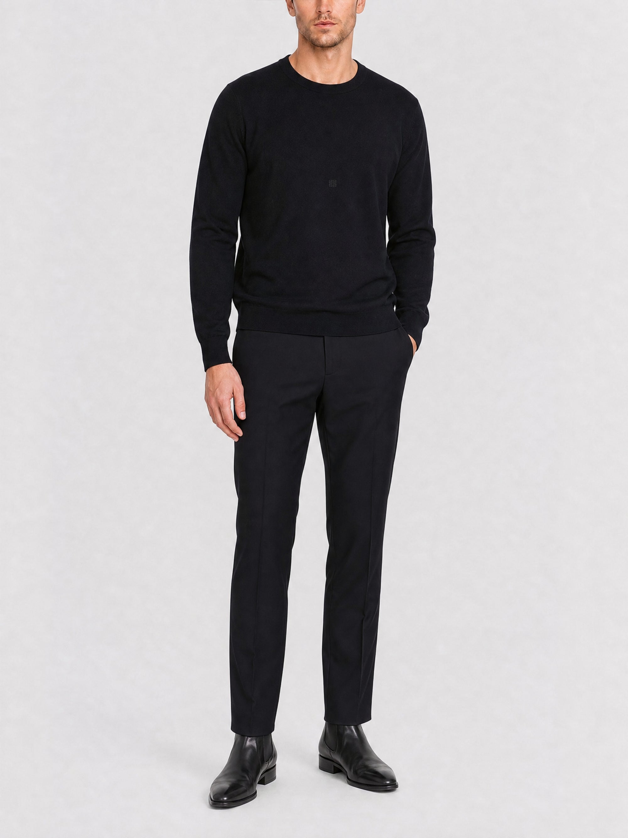 Pull avec broderie en laine et cachemire - Black