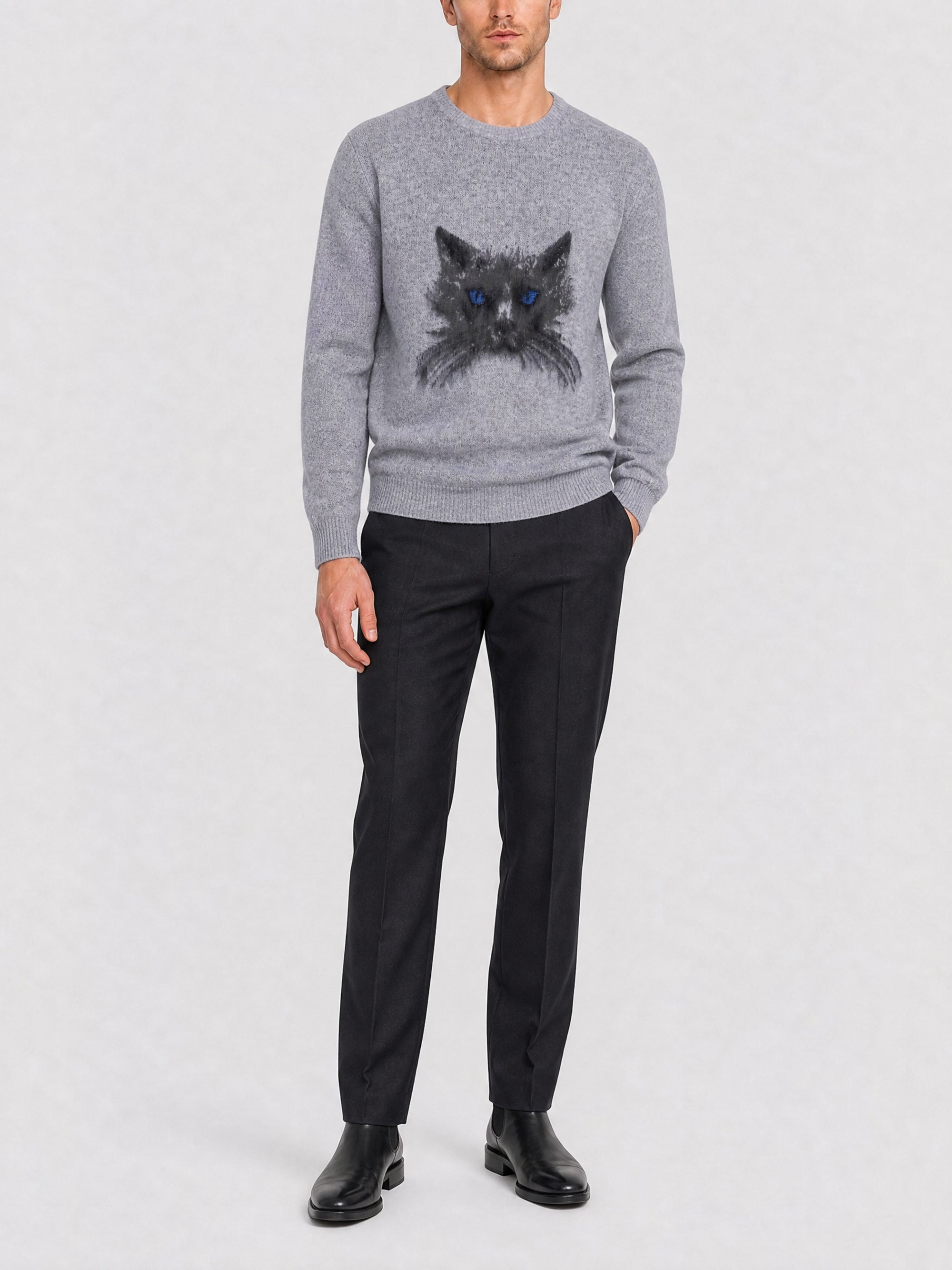 Pull avec broderie HG en mohair - Grey