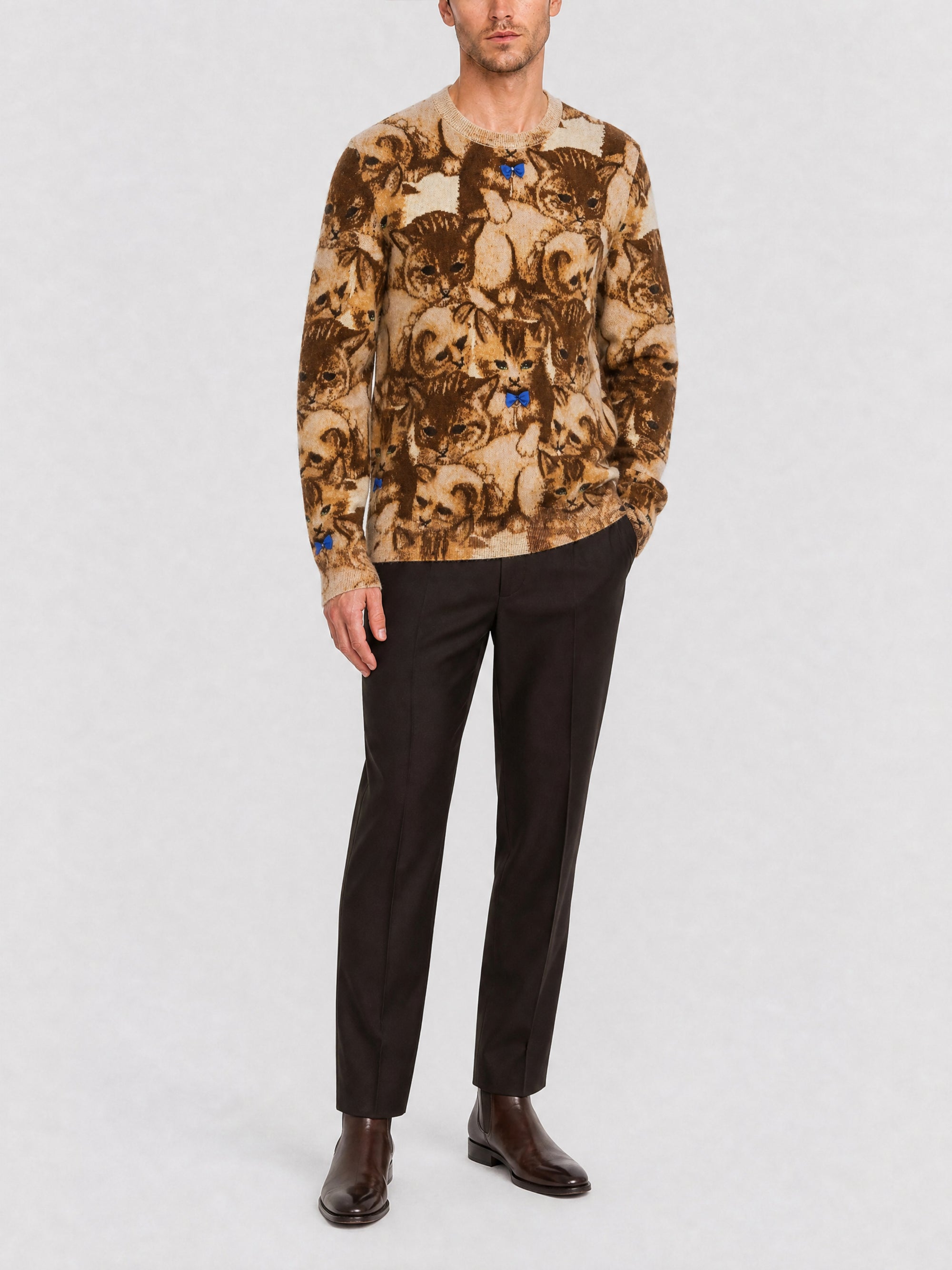 Pull col rond en laine - Multicolored