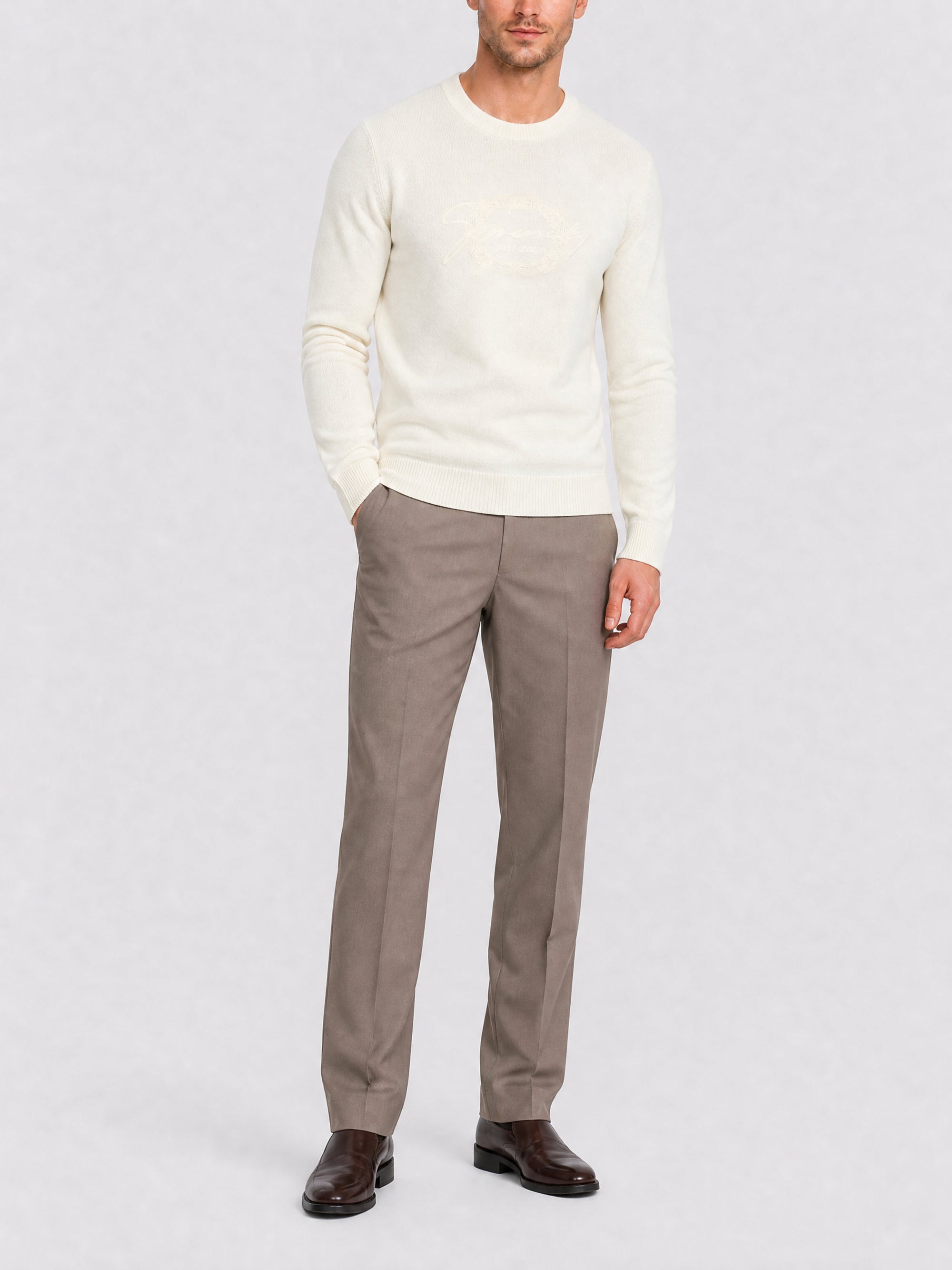 Pull avec broderie HG en laine - Powder