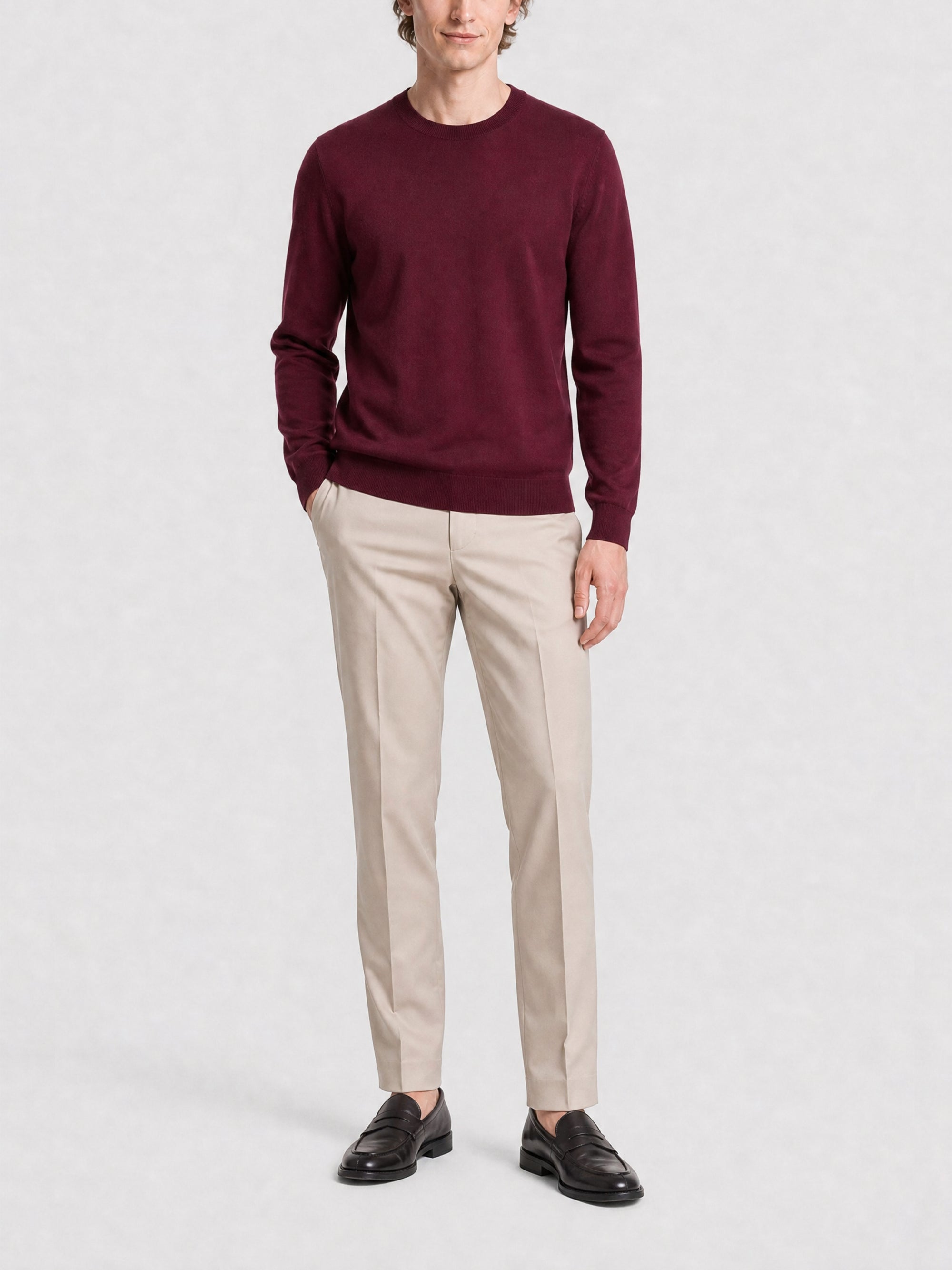 Pull col rond en mohair - Burgundy