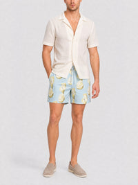 Short de bain gaufré imprimé citron - Blue & Yellow