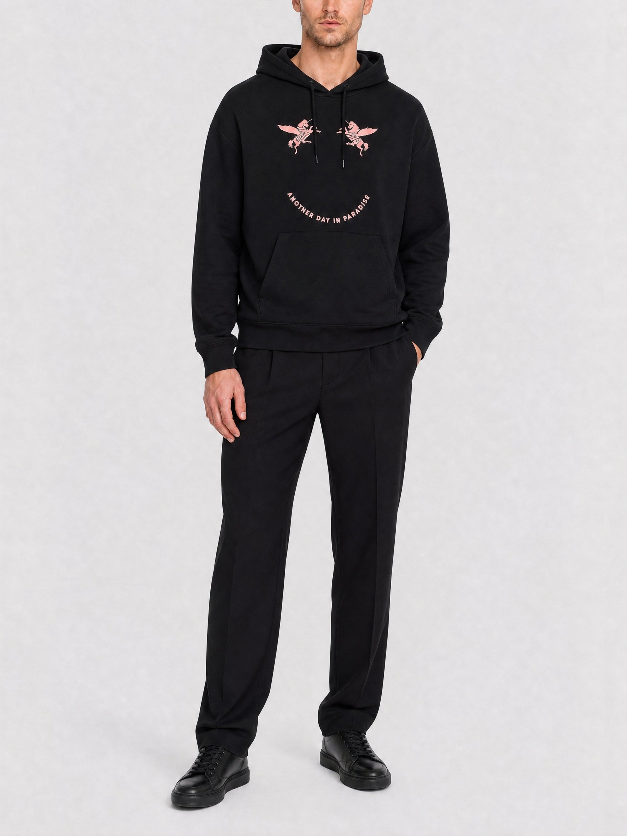 Sweat à capuche Boxy à poche - Black