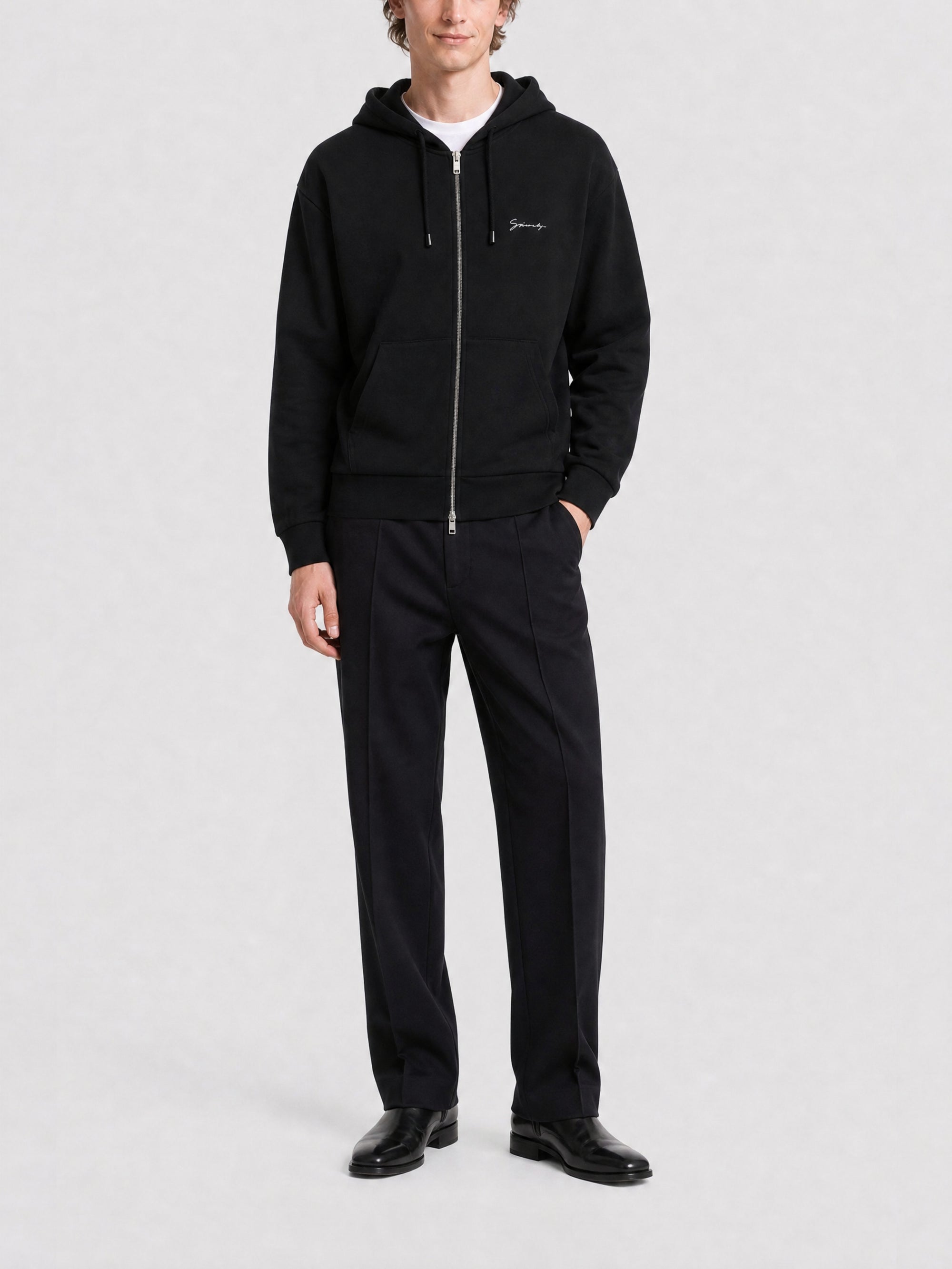 Sweat à capuche Boxy zippé - Black