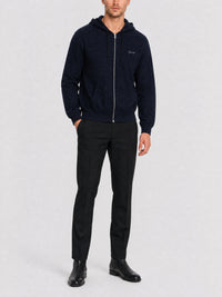 Sweat à capuche Boxy zippé - Black & Navy