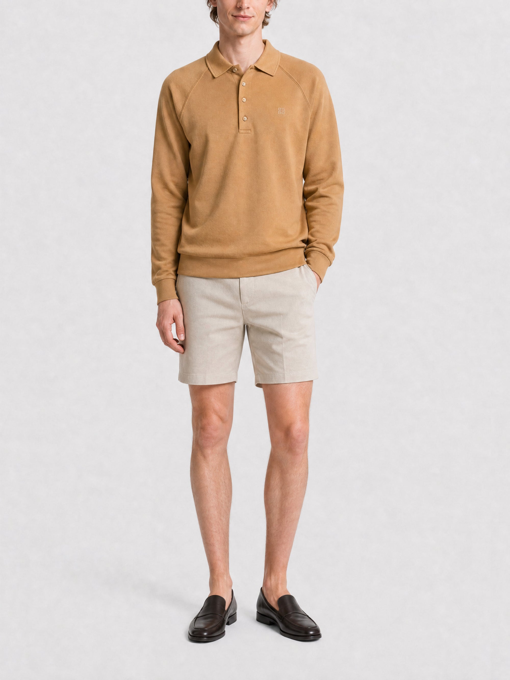 Pull polo en molleton avec médaillon - Camel & Natural