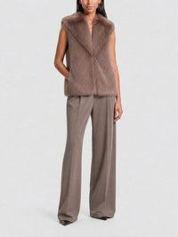 Gilet fourrure et maille - Medium Brown