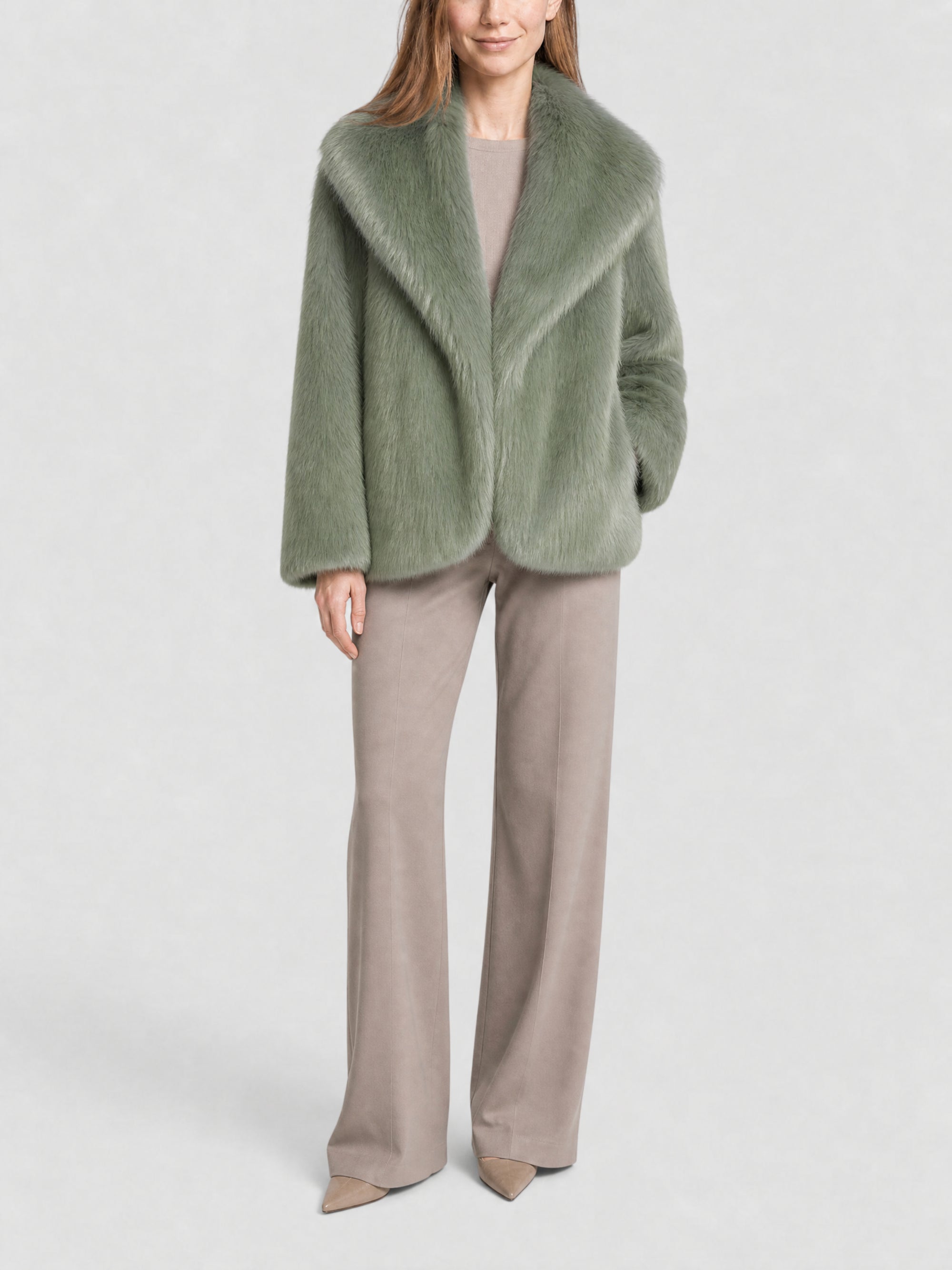 Manteau en fausse fourrure - Greyish Green