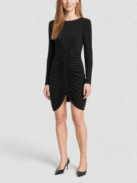 Robe froncée en crêpe - Black