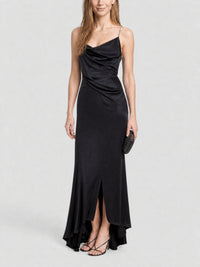 Robe du soir drapée en soie avec cristaux - Black