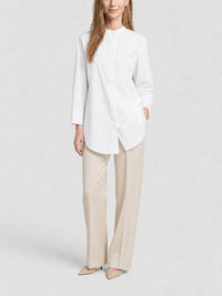 Robe chemise col Mao en popeline à détail 4G - White
