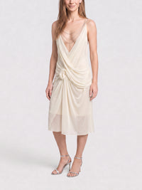 Robe drapée en soie avec chaînes de perles - Butter